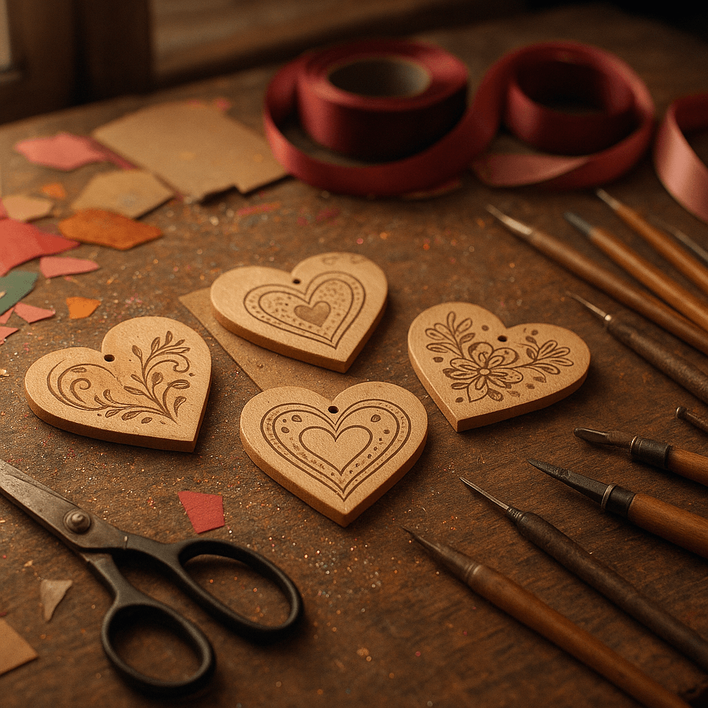 Персонализированные деревянные украшения к 14 февраля: от гравировки имён до парных дизайнов. Фото изделия крупным планом