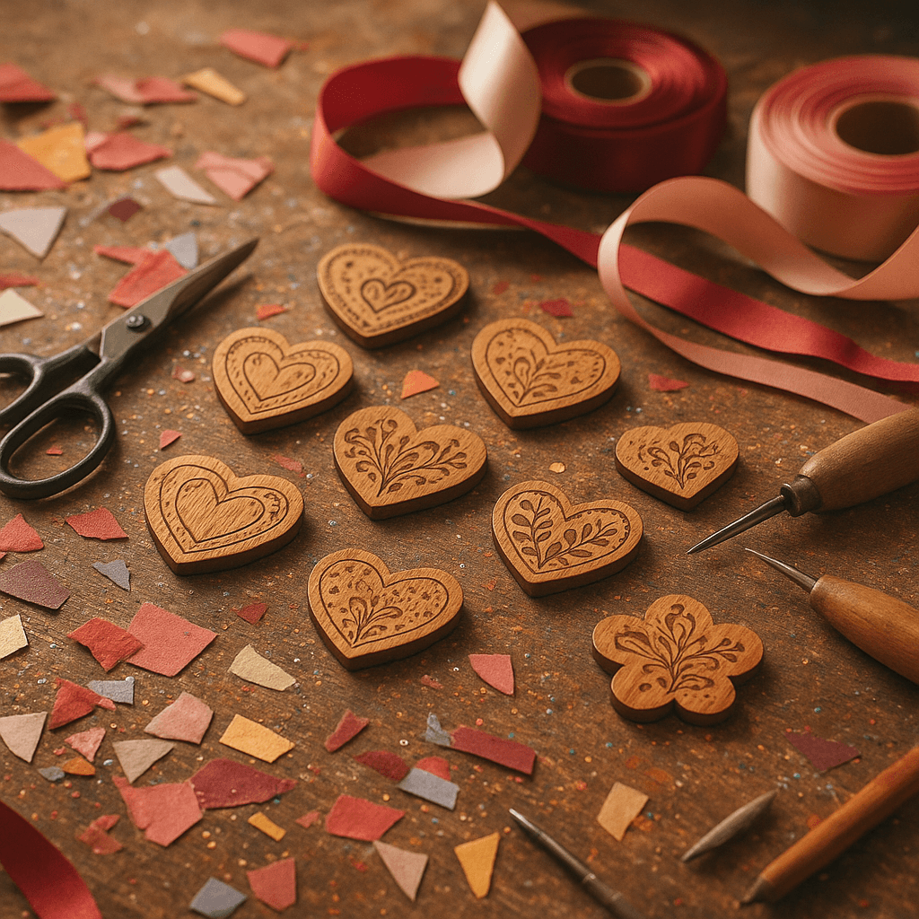 Деревянные магниты с гравировкой для 14 февраля: романтические идеи 2026. Фото изделия крупным планом