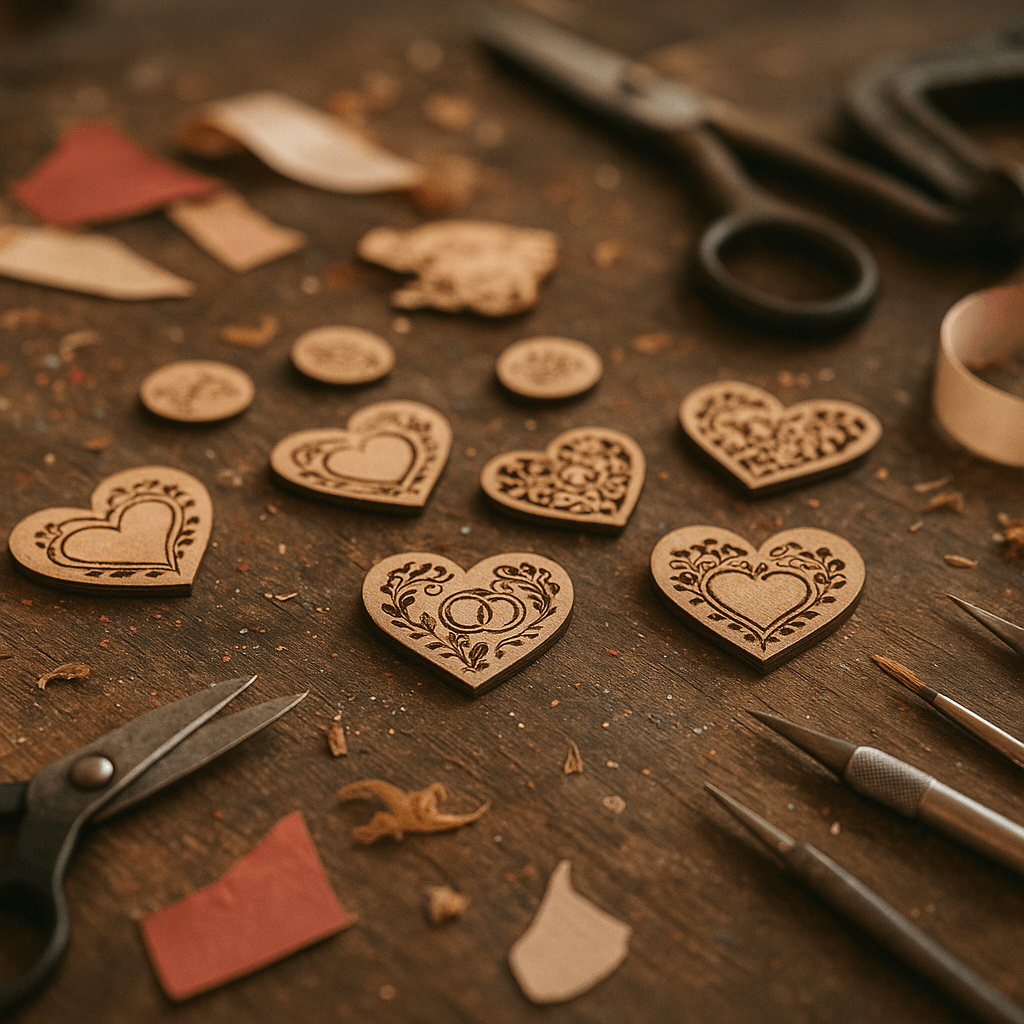 Магниты на свадьбу: изготовление лазером из дерева. Фото изделия крупным планом