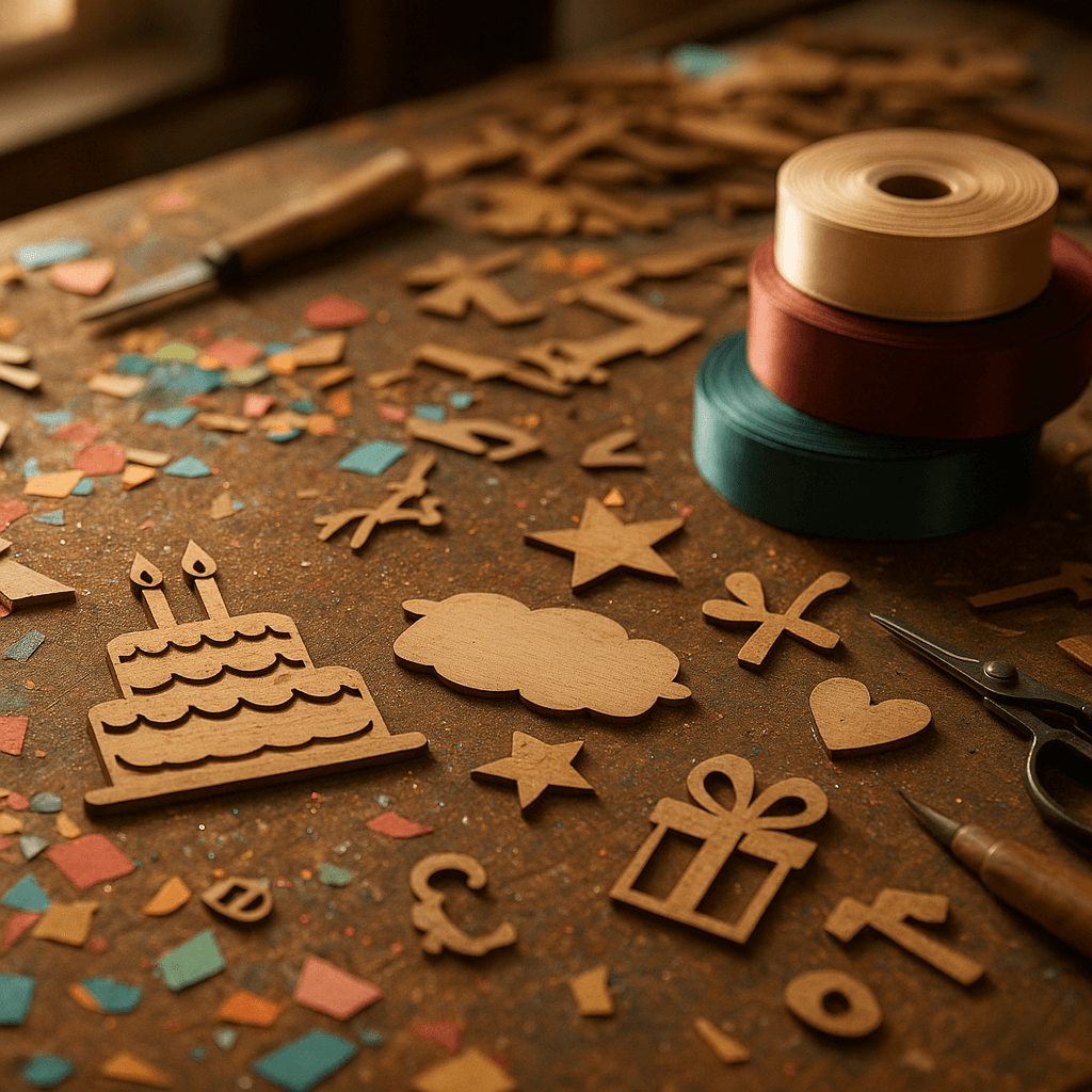 Декор на день рождения: лазерная резка по дереву. Фото изделия крупным планом