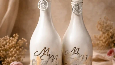 Декорирование бутылок для свадьбы (шампанское молодоженов). Новосибирск