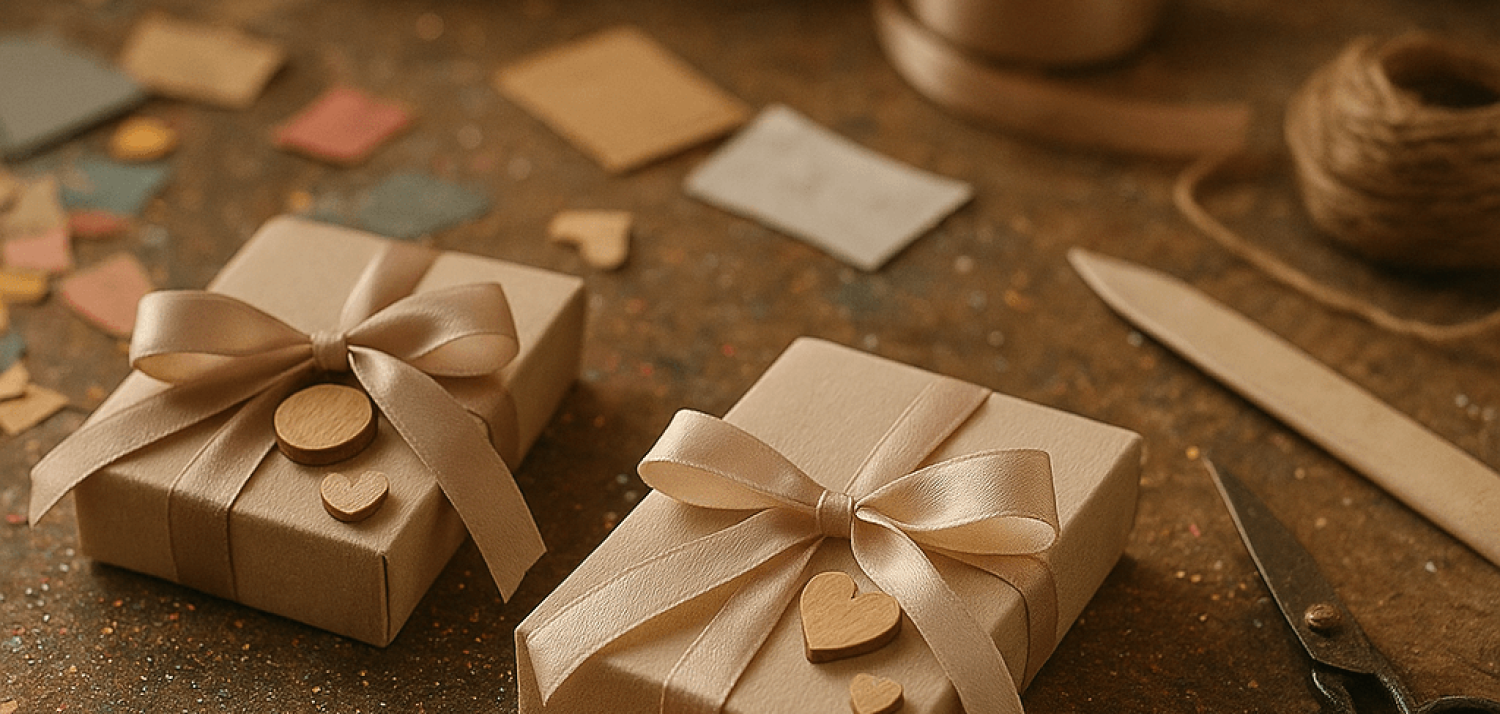 Бонбоньерки с деревянными элементами для гостей. Фото изделия крупным планом