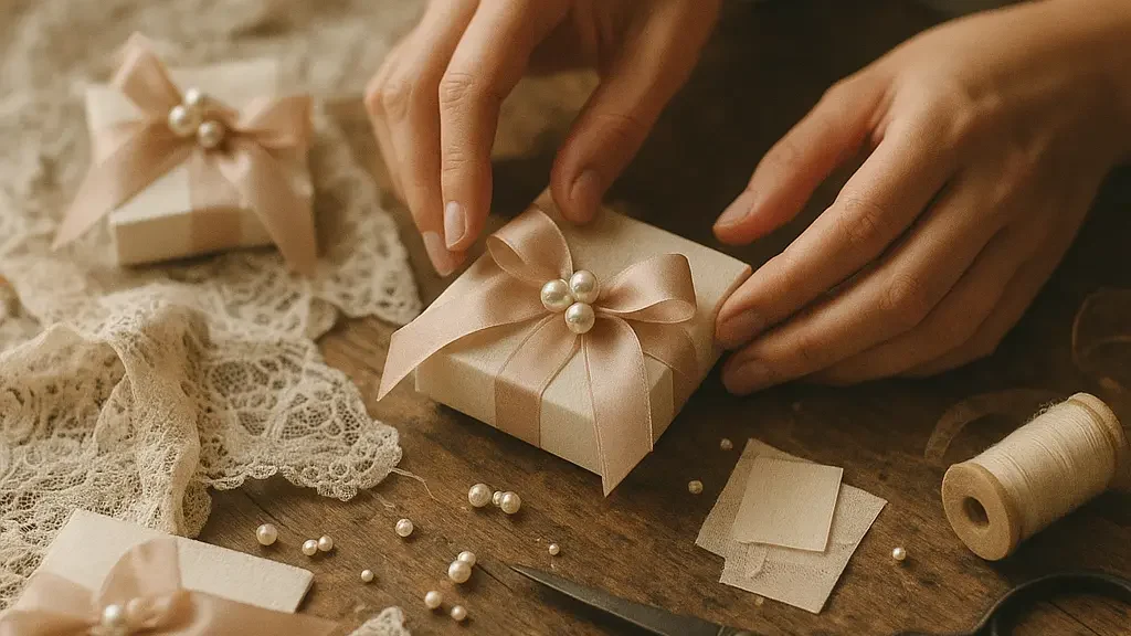 Где заказать свадебные бонбоньерки с жемчугом в трендовом ностальгическом стиле 2026?